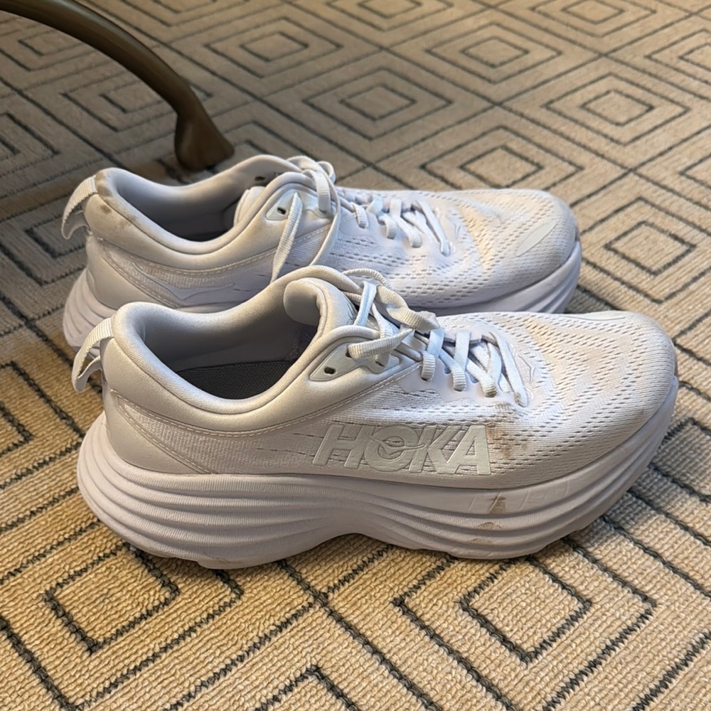 Hoka All-White Athletic Sneakers Bondi 8.5